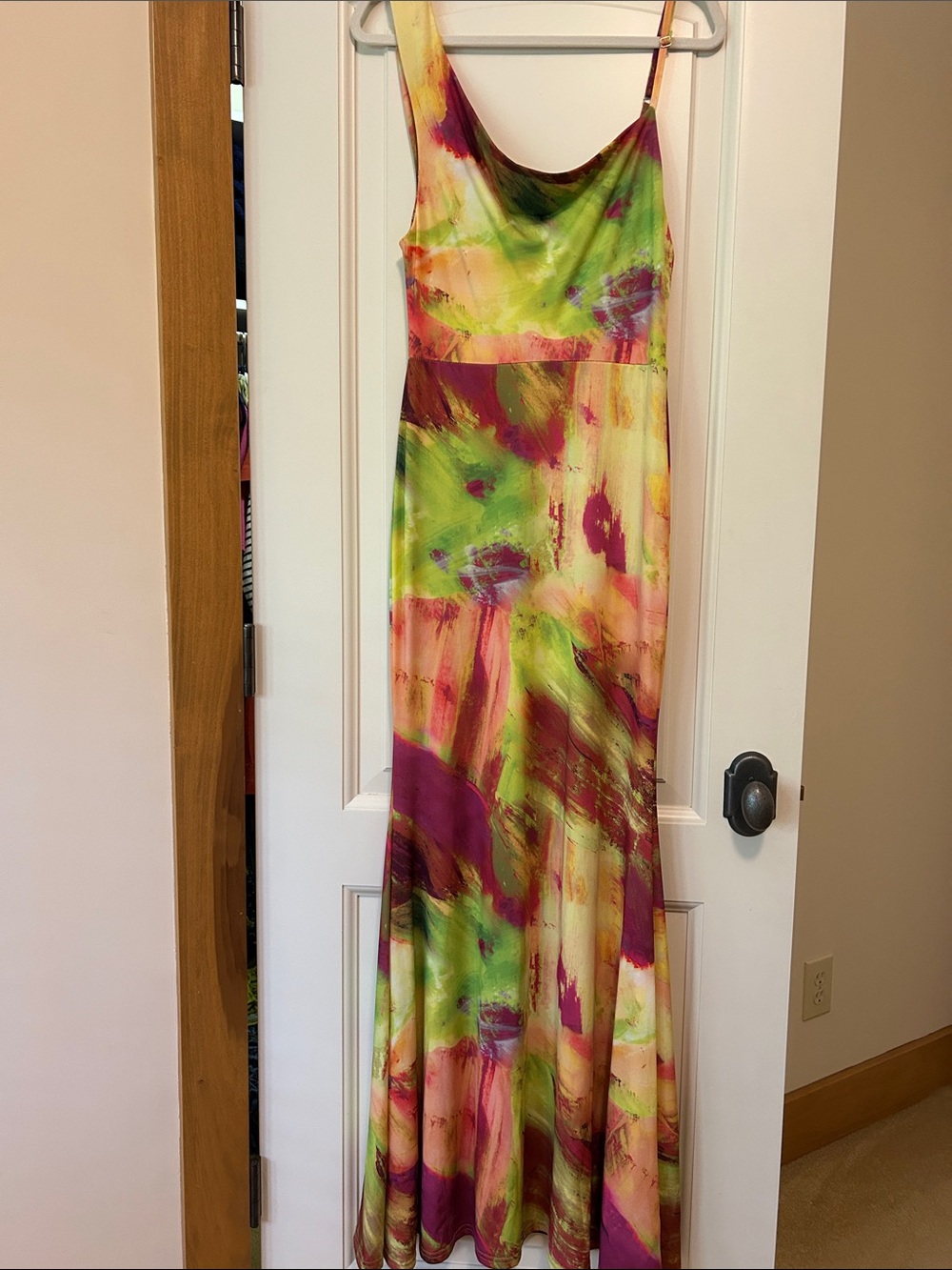Club L London Green Pink Multicolor Maxi Dress Sophisticated Stand Out Dress